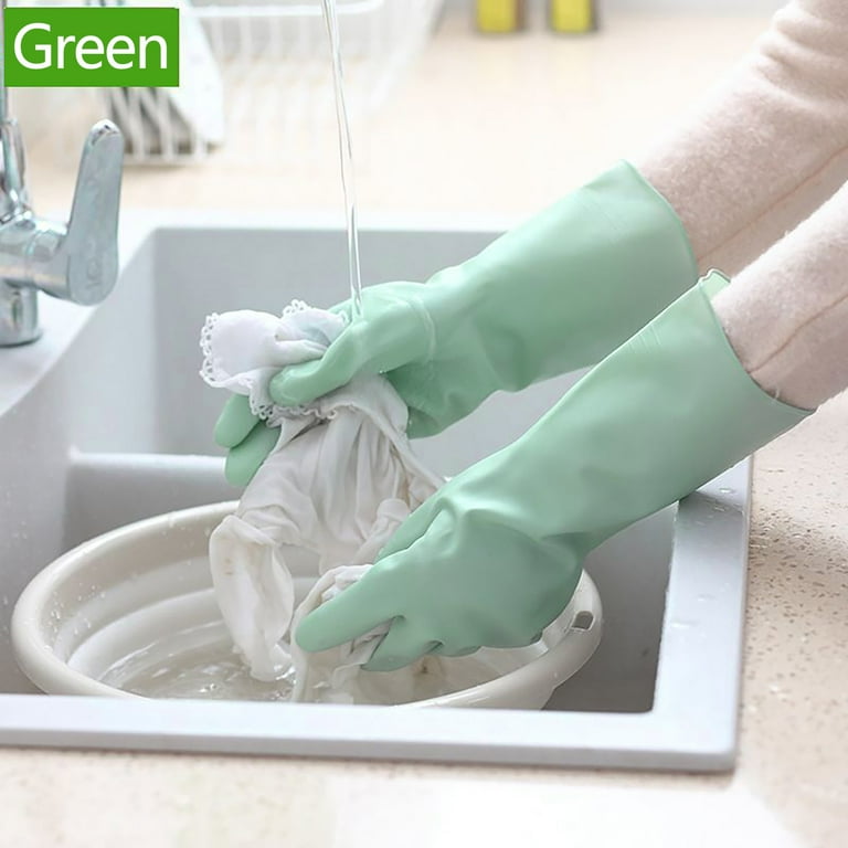 Waterproof Household Gloves for Kitchen Cleaning and Laundry - Durable Double-Color Rubber Gloves for All Seasons - No Alcohol