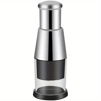 Stainless Steel Garlic Press and Vegetable Chopper - Manual Multifunction Kitchen Gadget